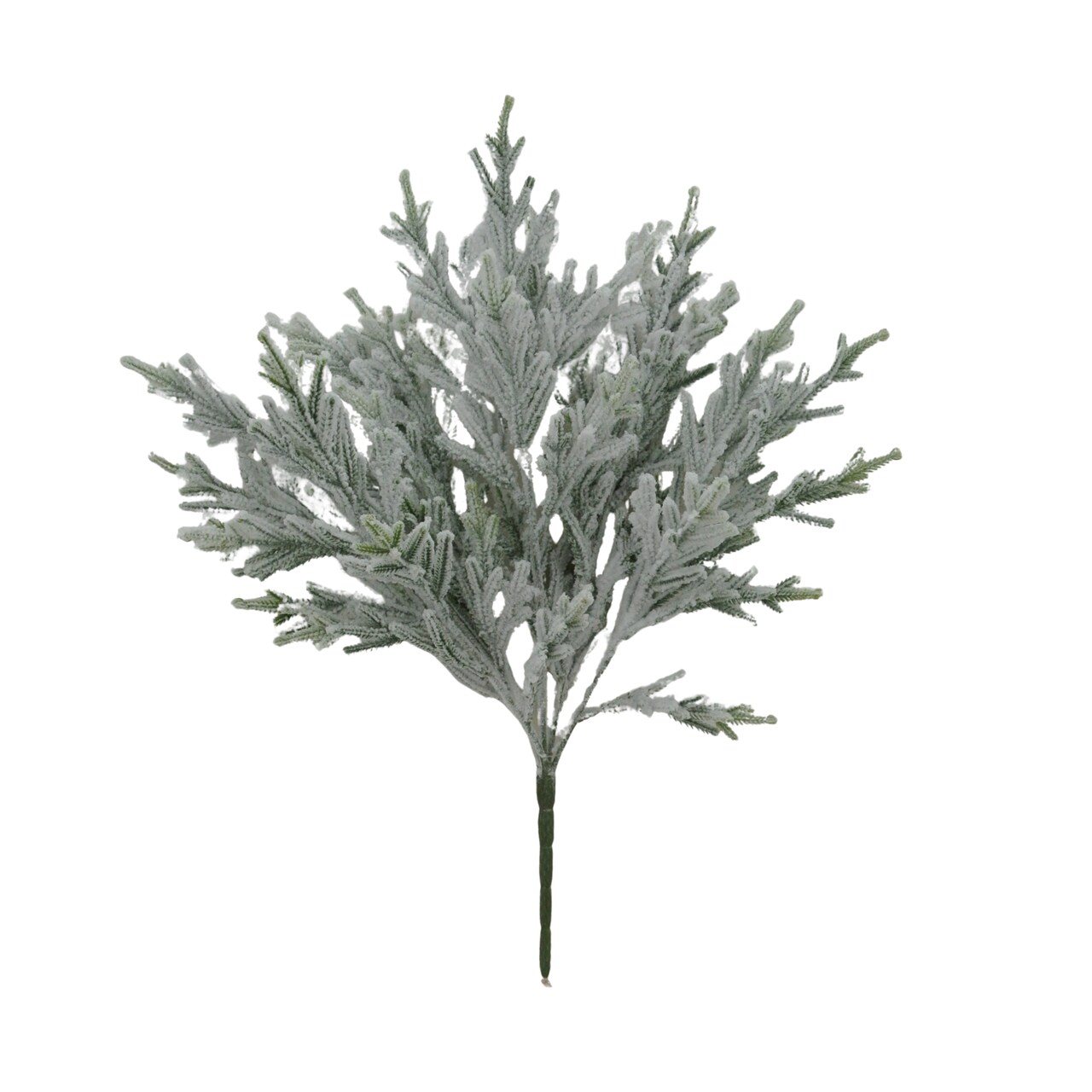 20" Snowy Pine Bush – Flocked Plastic Greenery Stem for Winter Arrangements-83659